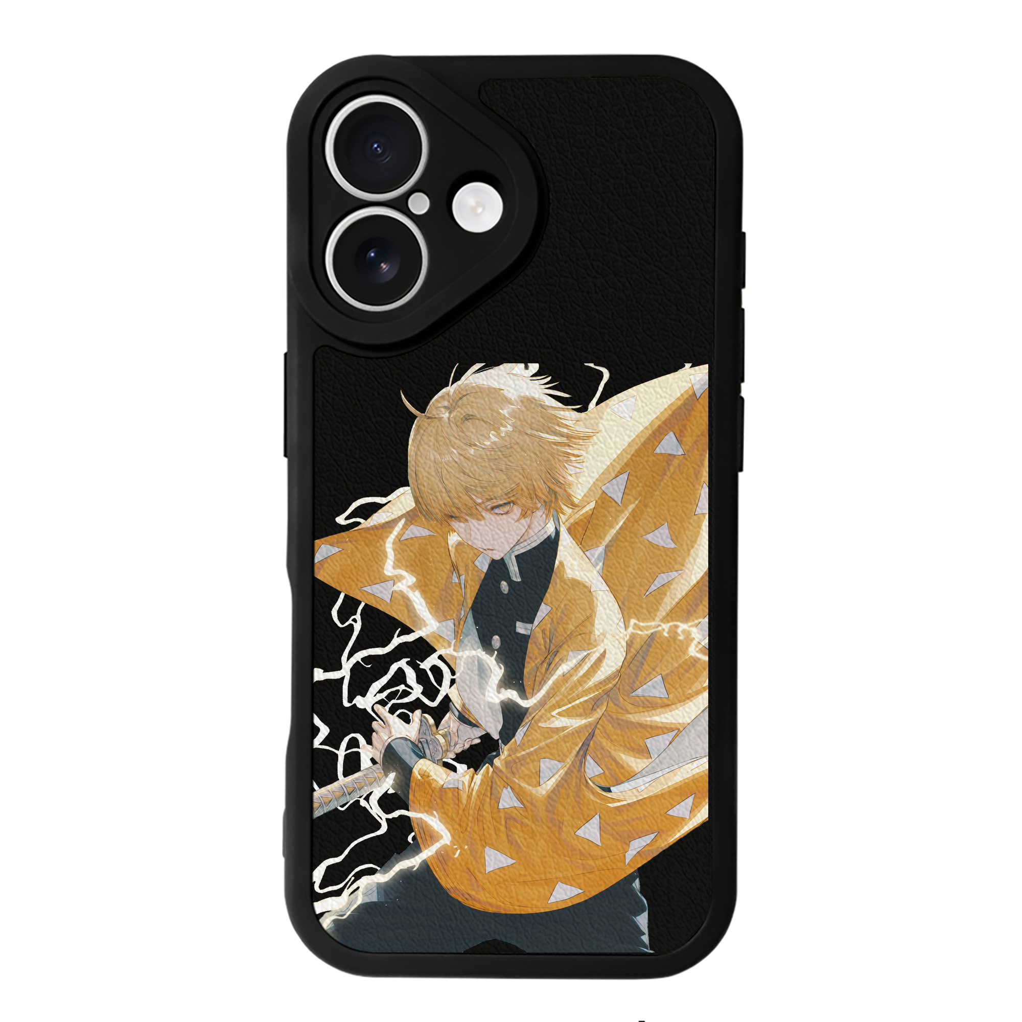 （画像用） 鬼滅の刃（きめつのやいば）我妻 善逸／あがつま ぜんいつ Agatsuma Zenitsu 【iPhone 16シリーズ対応】シリコンスマホケース（レザー調） 材質：シリコン